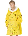 Pokemon Yellow Pokeball Large Graphic Blanket Hoodie Unisex Kids