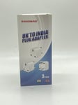 3-Pack UK to India Plug Adapter,SHUOMAO UK to 3 Pin Indian/Pakistan/Sri Lanka D