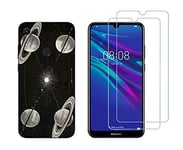 NOVAGO Compatible avec Huawei Y6 2019 /Honor 8A -Coque Souple Solide Anti Choc avec Impression + 2 Films Protection écran Verre trempé résistant (Coque+ 2 Films, Espace)