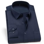 RIQWOUQT Homme Chemise Fleurie Manches Longues,Stretch Anti-Ride Chemise Bleu Foncé pour Homme Chemise en Coton À Manches Longues Chemise pour Hommes Slim Fit Social Business Shirt Shirt M-3Xl,3X,L