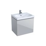 Meuble bas pour lavabo Geberit Acanto,avec un tiroir, un tiroir à l'anglaise et siphon: Largeur 59.5cm, Hauteur 53.5cm, Profondeur 47.5cm, sable gris