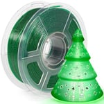 iSANMATE Transparent Glitter PLA Filament 1.75 mm, Filament PLA Transparent Glitter pour Imprimante 3D, Bobine de 1 kg de PLA Clair, Précision +/- 0.03 mm (PLA-Glitter-Green)