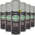 6x Brut Musk Long Lasting Deodorant Body Spray 200ml