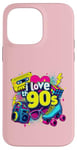 Coque pour iPhone 14 Pro Max Chemise « I Love The 90s » pour homme et femme, costume de fête vintage des années 90