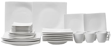 Maxwell & Williams RP00930 - Service à café et de Table 30 pièces - Porcelaine Blanche - Forme incurvée - Série Motion - Coffret Cadeau