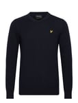 Lyle & Scott Cotton Merino V Neck Jumper Marinblå