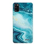 Evetane - Coque Silicone Compatible Samsung Galaxy A41 - Protection Intégrale 360, Fine et Transparente - Coque Avant & Arrière - Haute Résistance - Bleu Nacré Marbre