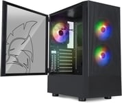 Boitier PC Gamer Sapphire - ARGB Moyenne Tour ATX/Micro-ATX/ITX - Porte Latérale en Verre Trempé - 3 Ventilateurs 3 pins 5 Volts LED RGB Adressable 120MM - MB Sync - Noir