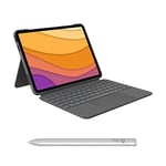 Logitech Combo Touch iPad Air (4e et 5e générations - 2020, 2022) Étui clavier et stylet numérique Logitech Crayon USB-C (2018 et versions ultérieures) - Clavier Français AZERTY - Gris