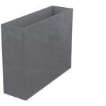 EDA - Jardinière rectangulaire Volcania effet pierre 63 l Gris galet