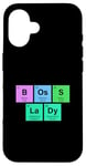 Coque pour iPhone 16 Patron Lady Tableau périodique Cadeau scientifique STEM Laboratoire Femme