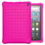 Dadanism Silicone Case for All-New Kindle Fire HD 8 Tablet(10th Gen 2020 Release) and Fire HD 8 Plus 2020 Release, Heavy Duty Lightweight Shockproof Kids Friendly Protective Back Cover - Rose Red