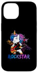 Coque pour iPhone 14 Licorne Rock Star Guitare à bascule Musique Chanteur Rock Band