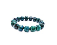Jaipur Gems Mart Bracelet élastique en Azurite Naturelle AAA - Longueur : 7-7,5" - Bracelet Unisexe - Perles Rondes de 8 mm - Bracelet Extensible pour Homme