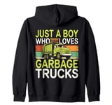 Just a Boy who loves Garbage Trucks Kids Toddlers Boys Zip Hoodie