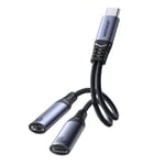 Joyroom USB-Adapter USB-C till 2x USB-C - Laddning och ljud