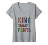 Womens Cute KING SMARTY PANTS Birthday Boy Funny Nerd Geek Party V-Neck T-Shirt