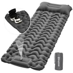 KingCamp Matelas Camping Ultraléger Matelas Gonflable 1 Place avec Oreiller & Pompe à Pied Intégré Tapis de Camping Gonflable Coussin d'air Portable Tapis de Couchage pour Tente Voyage Randonnée