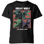 Jurassic Park World Four Colour Faces Kids' T-Shirt - Black - 7-8 Years - Black