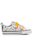 Converse Infant Unisex Easy-On Velcro Ox Trainers - White Multi, White, Size 2 Younger