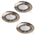 3 PACK Flush Ceiling Downlight Satin Nickel Steel 3 x 5W GU10 Bulb