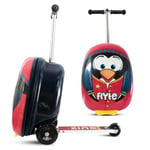 Flyte Scooter Suitcase Perry The Penguin - 2-in-1, 18 Inch Ride on Children's Luggage, 25 Litre Capacity Kids Suitcases on Wheels for Boys and Girls Aged 4+, Foldable Waterproof Kids Suitcase