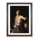 Michelangelo Caravaggio David With The Head Of Goliath Classic Painting Framed Wall Art Print, Ready to Hang Picture for Living Room Bedroom Home Office Décor, Walnut A2 (64 x 46 cm)