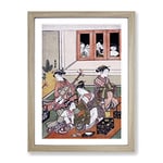 Watchers And The Watched By Harunobu Suzuki Asian Japanese Framed Wall Art Print, Ready to Hang Picture for Living Room Bedroom Home Office Décor, Oak A4 (34 x 25 cm)