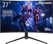 Écran Pc Gamer Incurvé 27 Pouces 165Hz,Qhd 2560X1440,Gaming Pc Moniteur Incurvé 1500R,1Ms Mprt,Srgb 98%,Hdr,Freesync,Eye-Care,Vesa,Dp,Hdmi,Sans Haut-Parleur Intégré