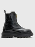 AllSaints Othello Zip Front Boots - Black, Black, Size 7, Women