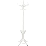 Headbourne HR8130X Portemanteau Traditionnel sur Pied avec Anneau Porte Parapluies et Accroche Chapeaux en Bois Massif, Blanc