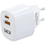 Deji Universal-lader med både USB-C og USB-A - Hvit , 33W