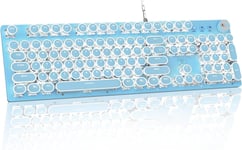 Clavier de Jeu mécanique Blue Switch 10 Modes de rétro-éclairage éclairé,104 clés USB câblé Anti-fantôme Clavier en métal avec Boutons programmables pour Windows et Vista-Bleu(Q1332)