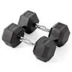 York Fitness 2 x 10kg Rubber Hex Dumbbells