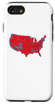 Coque pour iPhone SE (2020) / 7 / 8 Red Wave Carte des États-Unis dans l'élection présidentielle de 2024