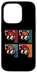 Coque pour iPhone 14 Pro Red Panda Pop Art – Vintage coloré mignon panda rouge amoureux