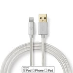 Nedis Lightning Kabel | USB 2.0 | Apple Lightning 8-pin | USB-A Han | 480 Mbps | Guldplateret | 2.00 m | Runde | Flettet / Nylon | Aluminium | Cover Window Box