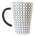 Geometric Design Mug Fine China Black Pattern Rim & Handle 12 CM Gift Tableware