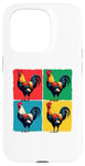 iPhone 15 Pro Colorful Funny Chicken Art, Crazy Chicken Rooster Family Case