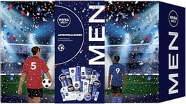 NIVEA MEN Calendrier de l'Avent 2024 avec 24 petites portes pleines de surprises, calendrier de Noël avec produits de soin, kit d'entretien pour la période de l'Avent avec produits Nivea MEN, NIVEA et