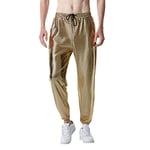 Sliktaa Mens Casual Trousers Metallic Shiny Gold Silver Straight Loose Cosplay Party Performance Trouser Daily Wear