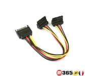 Alimentation sata 15p male vers sata x2 femelle cable alimentation sata coudé