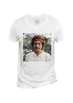 T-Shirt Homme Col V Bob Dylan Bandana Rouge Chanteur 80's Folk Rock