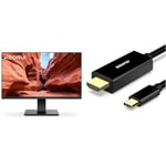 KOORUI 24 Inch FHD Monitor, Ultra-slim Bezels, 75Hz, VA Display, 5ms, Low Blue Light, 75 x 75 mm & BENFEI USB C to HDMI Cable, 4K 1.8M USB Type C to HDMI Adapter (Thunderbolt 3/4, iPhone 15 Pro/Pro M