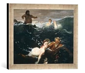 Kunst für Alle 'Image encadrée de Arnold Böcklin dans Le Jeu des Vagues, Art, Pression dans la Main de Haute qualité Cadre de Photos, 40 x 30 cm, Argent Raya