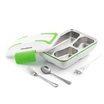 InnovaGoods® Boîte à repas électrique électrique 50 W avec cuillère et fourchette en acier inoxydable Idéal pour la maison, le bureau Blanc Vert