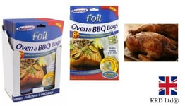 8pk Foil Oven Bags Easy Cook BBQ Bag Kitchen Healthy Cooking Grill 151SAP026 UK