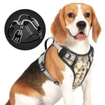 Medium Dog Harness No Pull, Adjustable Dog Harness for Medium Dogs, Soft Padded Dog Vest Harness with 2 Leash Clips & Neck Release Buckle, Reflective Easy Walk Dog Harness for Outdoor Walking - M