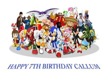 Sonic & All Stars Personalised x1 Edible Cake Topper A4 Icing Sheet Decor