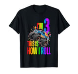 Retro Monster Trucks Car 3rd Birthday Party Gift 3 Years Old T-Shirt